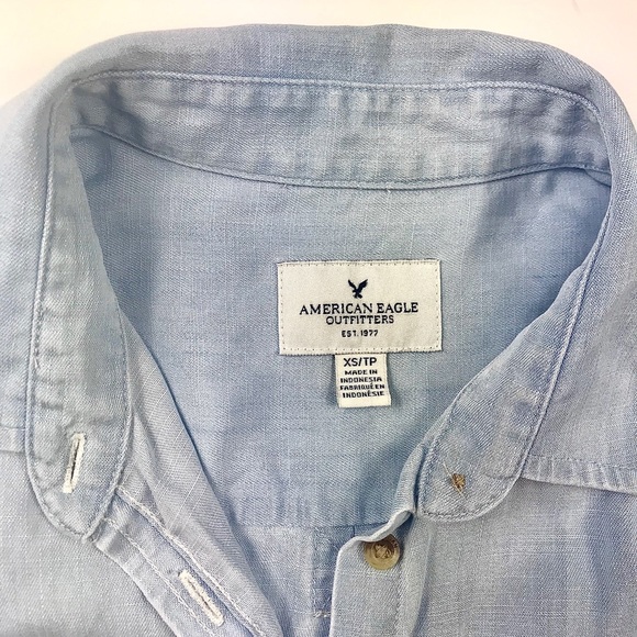 AMERICAN EAGLE OUTFITTERS L/S B/D Denim Top, Sz XS - Picture 4 of 8